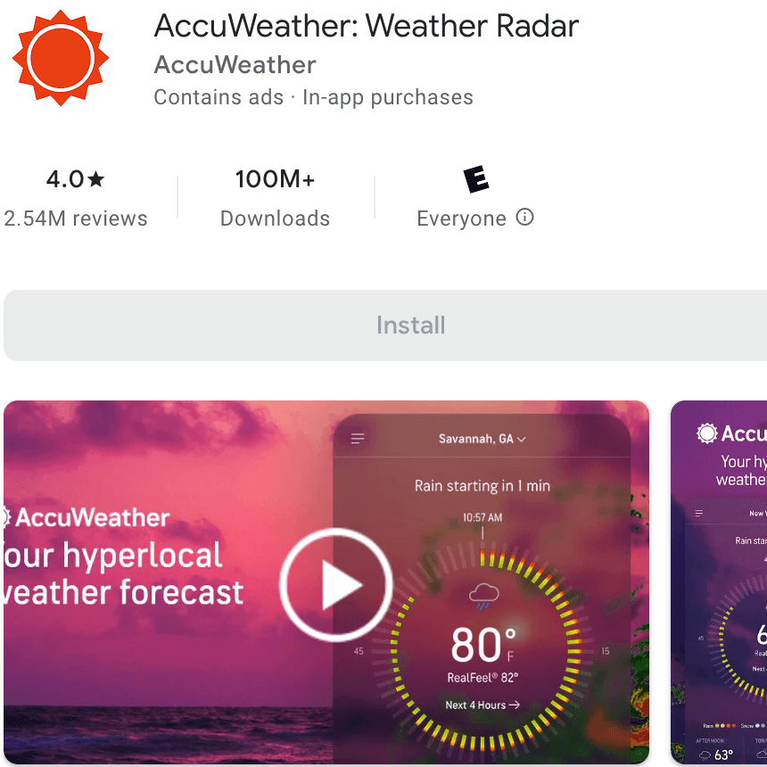 AccuWeather Android app