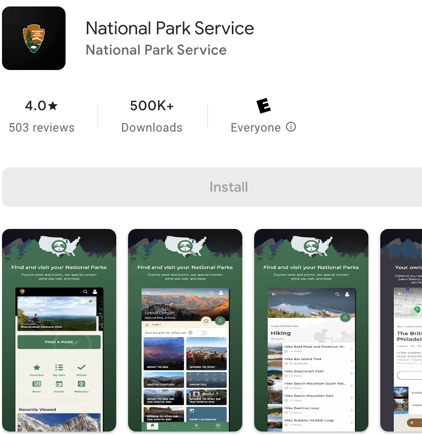 National Park Service Android app