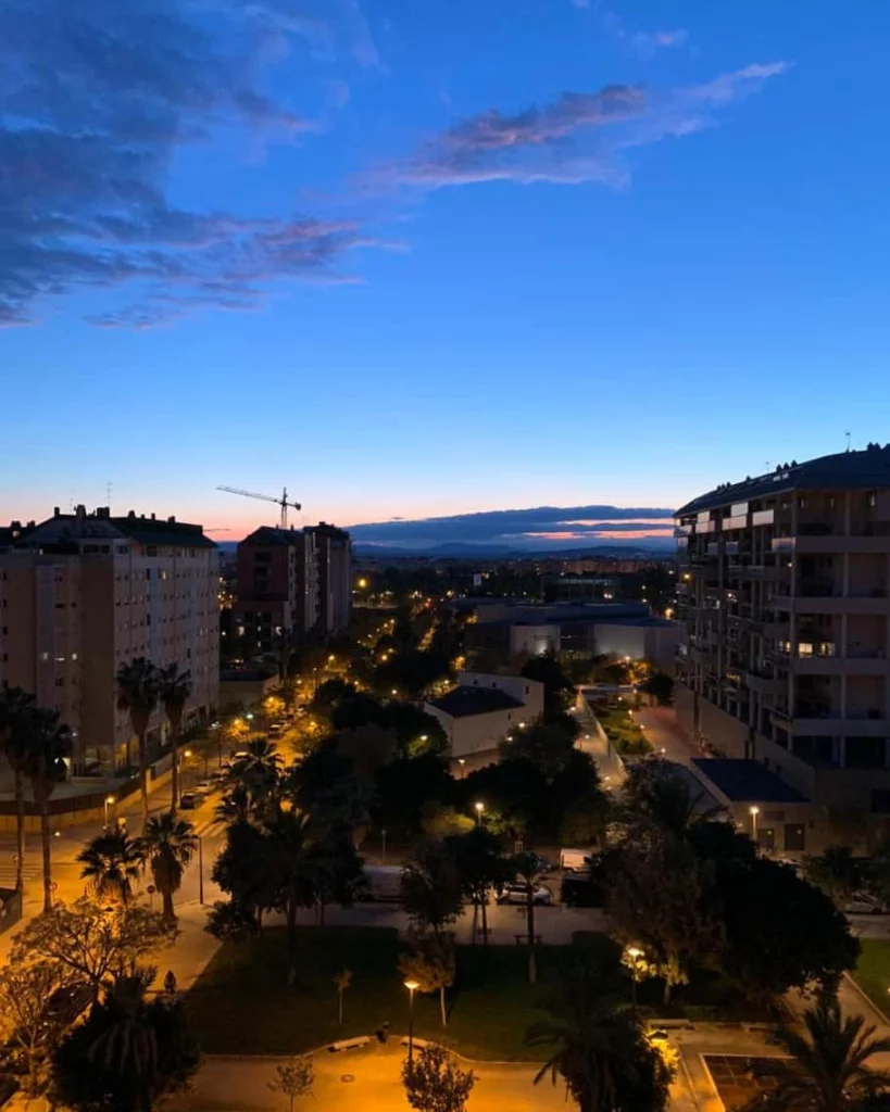 Sunset in Valencia. Nou Campanar district