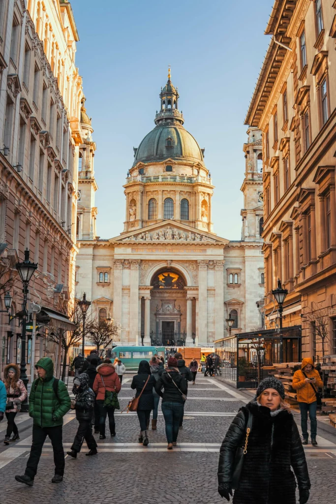 The center of Budapest in the winter