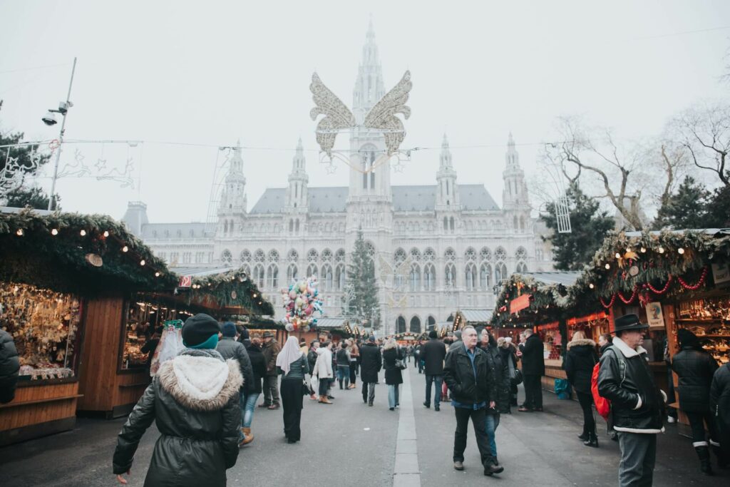 Christmas market in Vienna Austria 