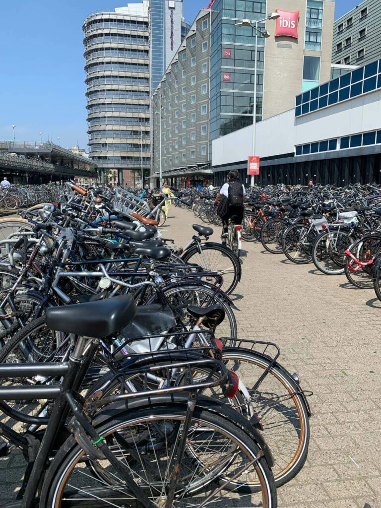Enormous bike station in Amsterdam