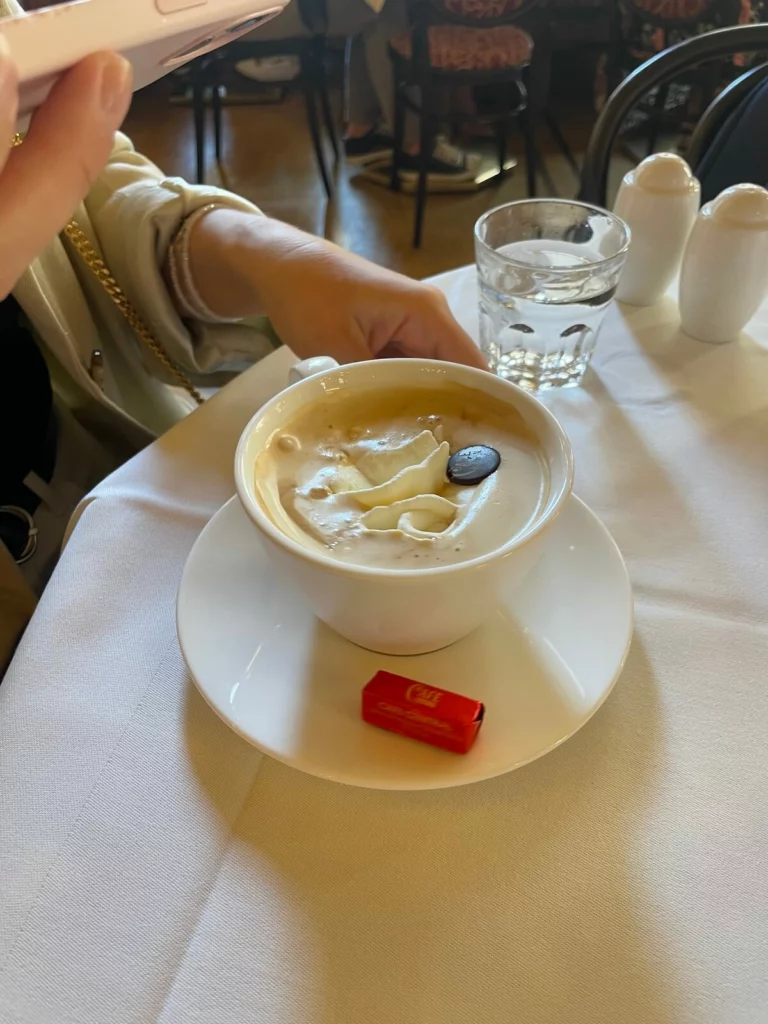Double espresso with apricot liqueur and whipped cream, Vienna