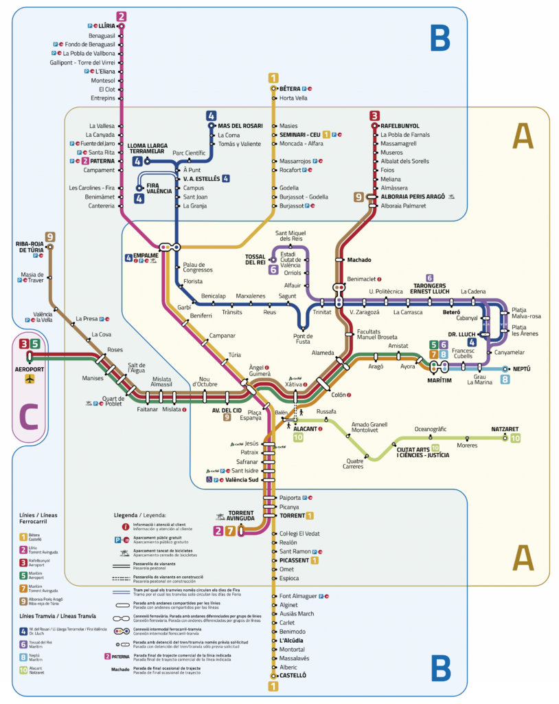 Valencia Metro Map Printable PDF