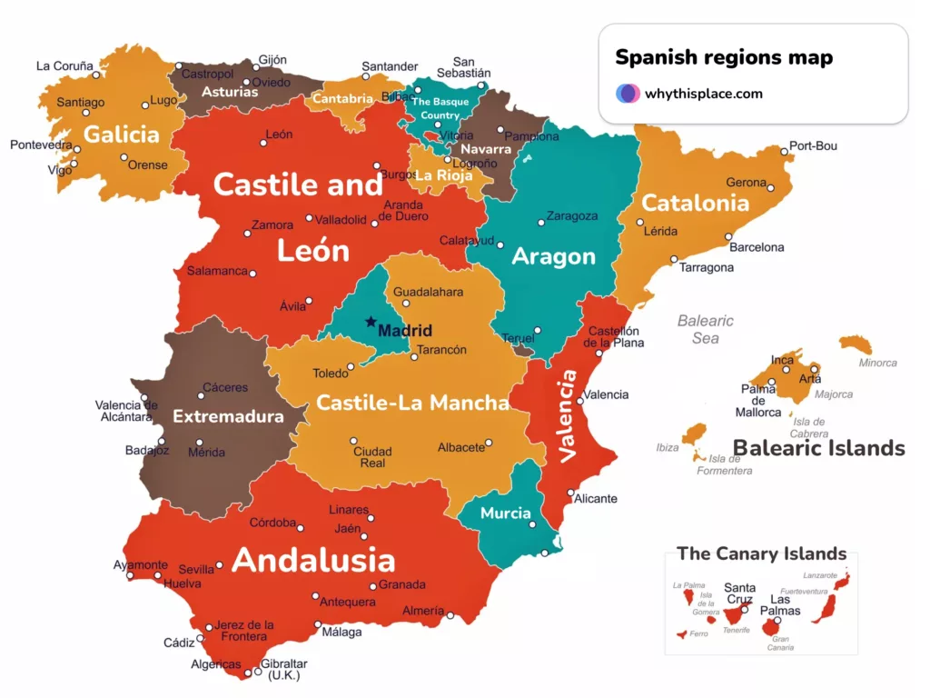 Spanish regions map
