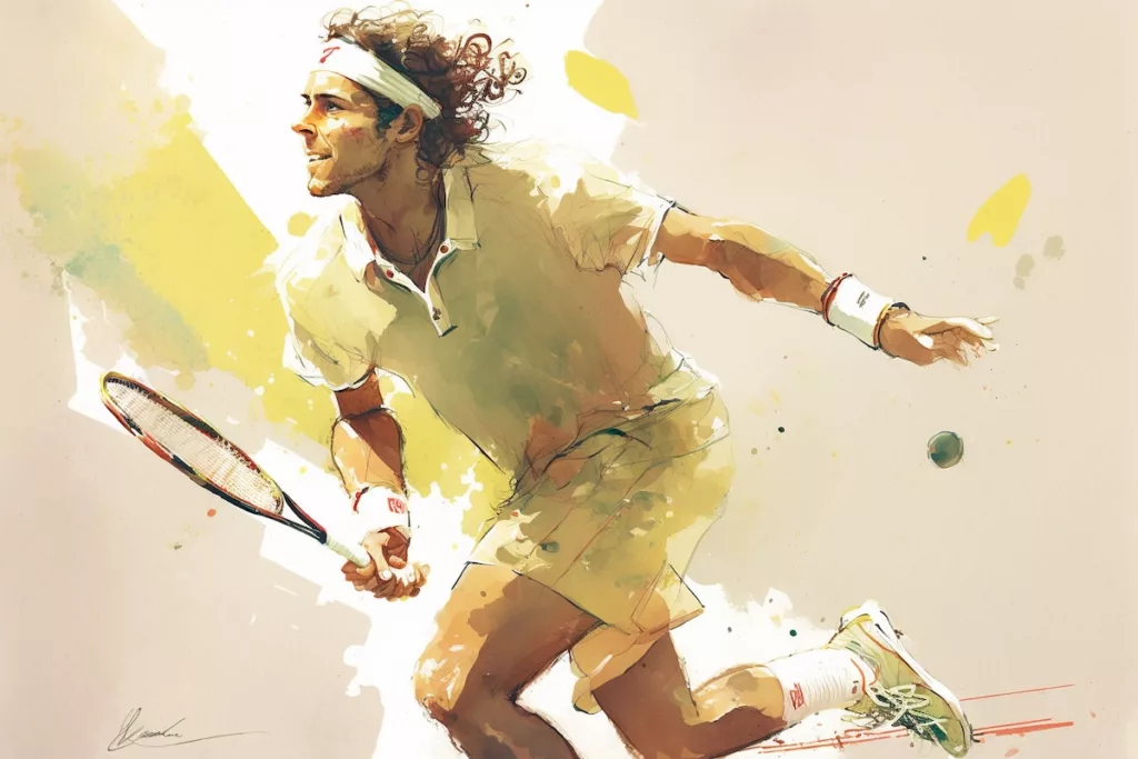 Rafael Nadal plays tennis