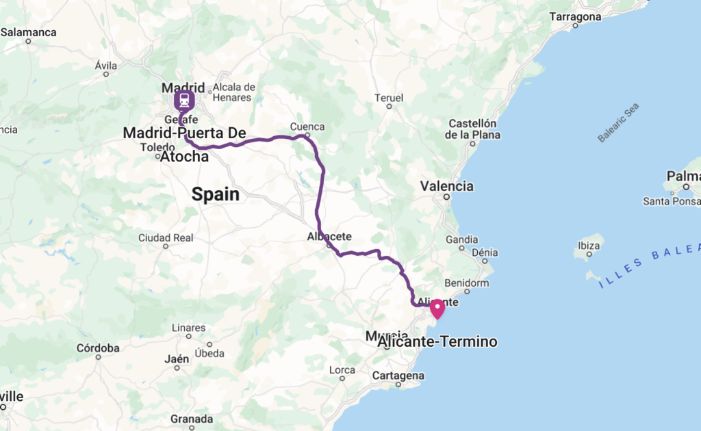 Madrid Alicante Train Route