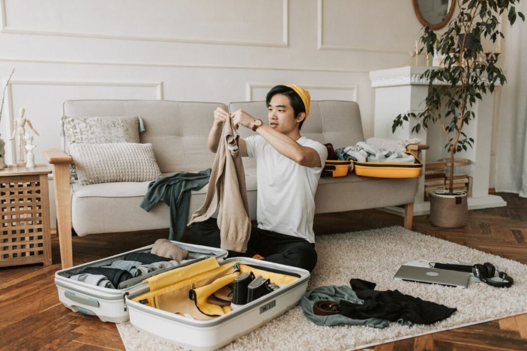 Guy packing things